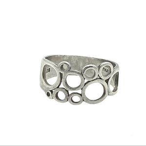 Sterling silver 925 bubble cut out ring signed TMA Thailand unisex size 7.75